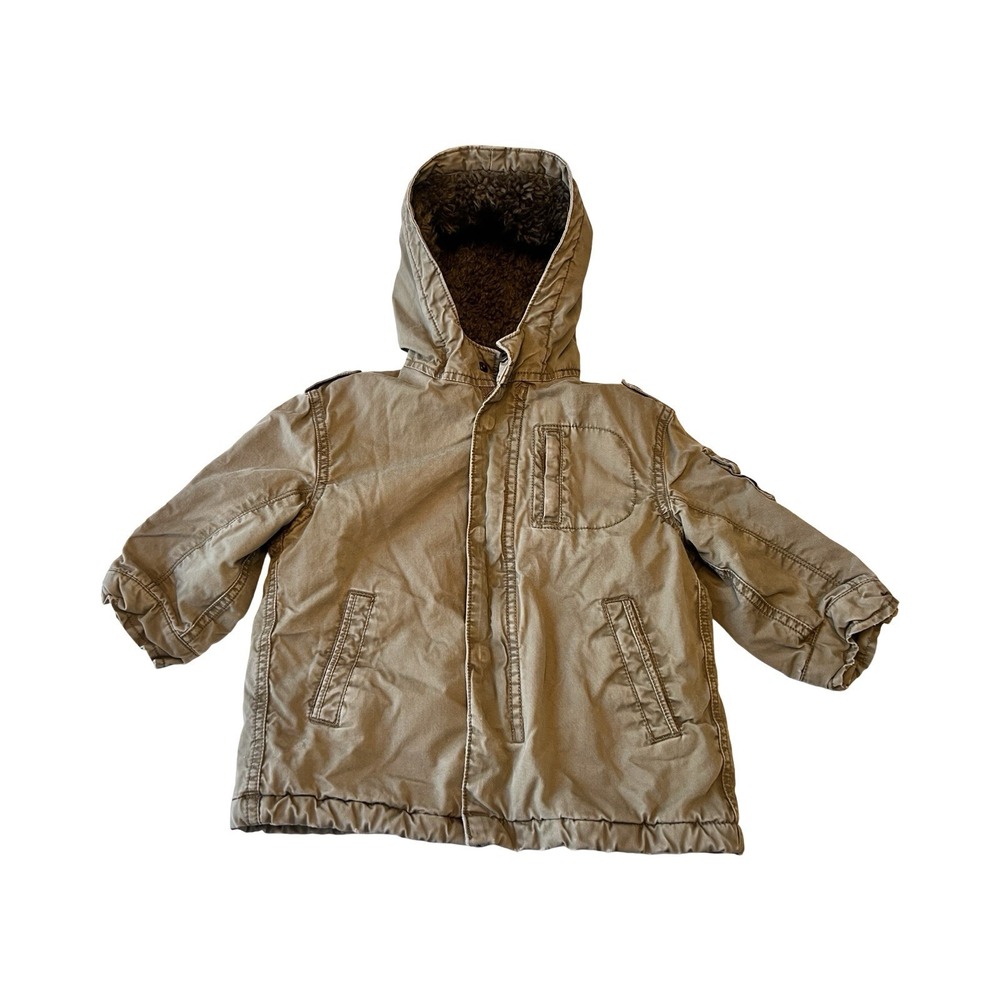 The Children's Place Boys Brown Sherpa Lined Utility Parka Jacket 24M